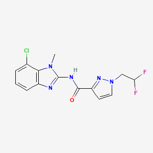 molecular formula C14H12ClF2N5O B6719724 N-(7-chloro-1-methylbenzimidazol-2-yl)-1-(2,2-difluoroethyl)pyrazole-3-carboxamide 