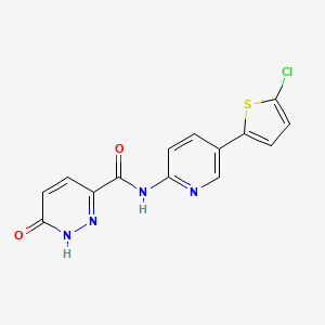 molecular formula C14H9ClN4O2S B6719727 N-[5-(5-chlorothiophen-2-yl)pyridin-2-yl]-6-oxo-1H-pyridazine-3-carboxamide 