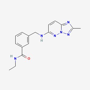 molecular formula C16H18N6O B6719900 N-ethyl-3-[[(2-methyl-[1,2,4]triazolo[1,5-b]pyridazin-6-yl)amino]methyl]benzamide 
