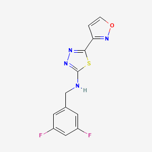 molecular formula C12H8F2N4OS B6719909 N-[(3,5-difluorophenyl)methyl]-5-(1,2-oxazol-3-yl)-1,3,4-thiadiazol-2-amine 