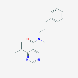 molecular formula C19H25N3O B6720103 N,2-dimethyl-N-(3-phenylpropyl)-4-propan-2-ylpyrimidine-5-carboxamide 