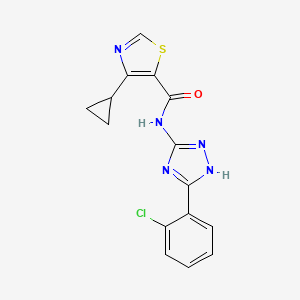 molecular formula C15H12ClN5OS B6720232 N-[5-(2-chlorophenyl)-1H-1,2,4-triazol-3-yl]-4-cyclopropyl-1,3-thiazole-5-carboxamide 