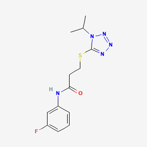 molecular formula C13H16FN5OS B6720326 N-(3-fluorophenyl)-3-(1-propan-2-yltetrazol-5-yl)sulfanylpropanamide 