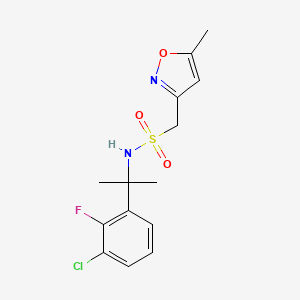 molecular formula C14H16ClFN2O3S B6720359 N-[2-(3-chloro-2-fluorophenyl)propan-2-yl]-1-(5-methyl-1,2-oxazol-3-yl)methanesulfonamide 