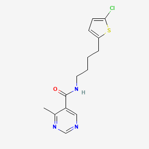 molecular formula C14H16ClN3OS B6720501 N-[4-(5-chlorothiophen-2-yl)butyl]-4-methylpyrimidine-5-carboxamide 