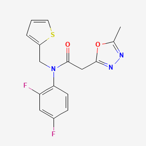 molecular formula C16H13F2N3O2S B6720653 N-(2,4-difluorophenyl)-2-(5-methyl-1,3,4-oxadiazol-2-yl)-N-(thiophen-2-ylmethyl)acetamide 
