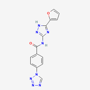 molecular formula C14H10N8O2 B6720660 N-[5-(furan-2-yl)-1H-1,2,4-triazol-3-yl]-4-(tetrazol-1-yl)benzamide 