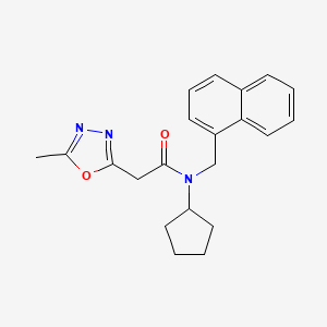 molecular formula C21H23N3O2 B6720671 N-cyclopentyl-2-(5-methyl-1,3,4-oxadiazol-2-yl)-N-(naphthalen-1-ylmethyl)acetamide 