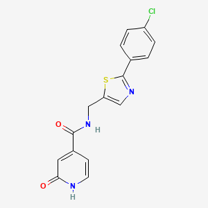 molecular formula C16H12ClN3O2S B6720679 N-[[2-(4-chlorophenyl)-1,3-thiazol-5-yl]methyl]-2-oxo-1H-pyridine-4-carboxamide 