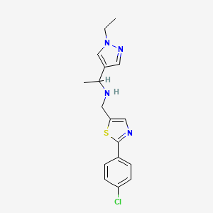 molecular formula C17H19ClN4S B6720686 N-[[2-(4-chlorophenyl)-1,3-thiazol-5-yl]methyl]-1-(1-ethylpyrazol-4-yl)ethanamine 