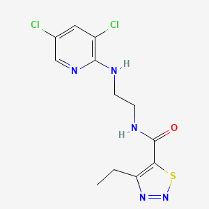 molecular formula C12H13Cl2N5OS B6720784 N-[2-[(3,5-dichloropyridin-2-yl)amino]ethyl]-4-ethylthiadiazole-5-carboxamide 