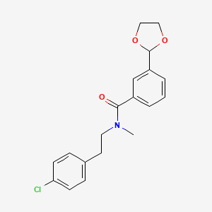 molecular formula C19H20ClNO3 B6720798 N-[2-(4-chlorophenyl)ethyl]-3-(1,3-dioxolan-2-yl)-N-methylbenzamide 