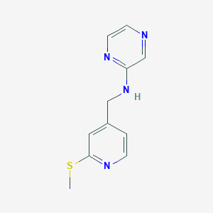 molecular formula C11H12N4S B6721064 N-[(2-methylsulfanylpyridin-4-yl)methyl]pyrazin-2-amine 