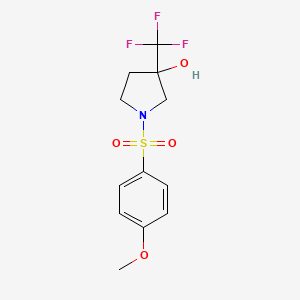 molecular formula C12H14F3NO4S B6721120 1-(4-Methoxyphenyl)sulfonyl-3-(trifluoromethyl)pyrrolidin-3-ol 