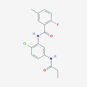 molecular formula C17H16ClFN2O2 B6721191 N-[2-chloro-5-(propanoylamino)phenyl]-2-fluoro-5-methylbenzamide 