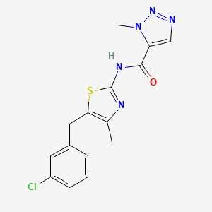 molecular formula C15H14ClN5OS B6721243 N-[5-[(3-chlorophenyl)methyl]-4-methyl-1,3-thiazol-2-yl]-3-methyltriazole-4-carboxamide 