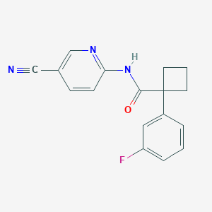 molecular formula C17H14FN3O B6721275 N-(5-cyanopyridin-2-yl)-1-(3-fluorophenyl)cyclobutane-1-carboxamide 