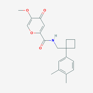 molecular formula C20H23NO4 B6721314 N-[[1-(3,4-dimethylphenyl)cyclobutyl]methyl]-5-methoxy-4-oxopyran-2-carboxamide 