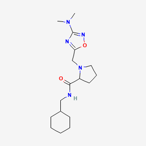 molecular formula C17H29N5O2 B6721372 N-(cyclohexylmethyl)-1-[[3-(dimethylamino)-1,2,4-oxadiazol-5-yl]methyl]pyrrolidine-2-carboxamide 