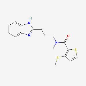 molecular formula C17H19N3OS2 B6721409 N-[3-(1H-benzimidazol-2-yl)propyl]-N-methyl-3-methylsulfanylthiophene-2-carboxamide 