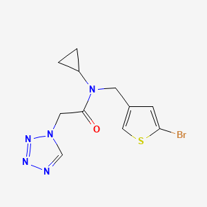 molecular formula C11H12BrN5OS B6721433 N-[(5-bromothiophen-3-yl)methyl]-N-cyclopropyl-2-(tetrazol-1-yl)acetamide 