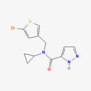 molecular formula C12H12BrN3OS B6721452 N-[(5-bromothiophen-3-yl)methyl]-N-cyclopropyl-1H-pyrazole-5-carboxamide 