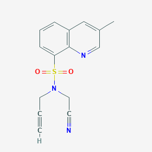 molecular formula C15H13N3O2S B6721460 N-(cyanomethyl)-3-methyl-N-prop-2-ynylquinoline-8-sulfonamide 