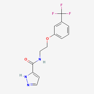 molecular formula C13H12F3N3O2 B6721520 N-[2-[3-(trifluoromethyl)phenoxy]ethyl]-1H-pyrazole-5-carboxamide 