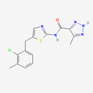 molecular formula C15H14ClN5OS B6721627 N-[5-[(2-chloro-3-methylphenyl)methyl]-1,3-thiazol-2-yl]-5-methyl-2H-triazole-4-carboxamide 