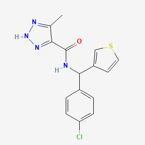 molecular formula C15H13ClN4OS B6721635 N-[(4-chlorophenyl)-thiophen-3-ylmethyl]-5-methyl-2H-triazole-4-carboxamide 