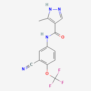 molecular formula C13H9F3N4O2 B6721710 N-[3-cyano-4-(trifluoromethoxy)phenyl]-5-methyl-1H-pyrazole-4-carboxamide 