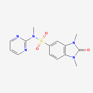 molecular formula C14H15N5O3S B6721740 N,1,3-trimethyl-2-oxo-N-pyrimidin-2-ylbenzimidazole-5-sulfonamide 