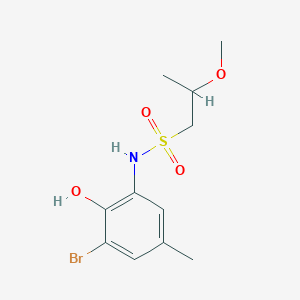 molecular formula C11H16BrNO4S B6721742 N-(3-bromo-2-hydroxy-5-methylphenyl)-2-methoxypropane-1-sulfonamide 