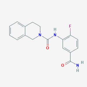 molecular formula C17H16FN3O2 B6721806 N-(5-carbamoyl-2-fluorophenyl)-3,4-dihydro-1H-isoquinoline-2-carboxamide 