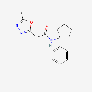 molecular formula C20H27N3O2 B6721821 N-[1-(4-tert-butylphenyl)cyclopentyl]-2-(5-methyl-1,3,4-oxadiazol-2-yl)acetamide 