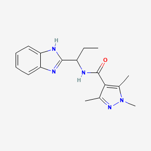 molecular formula C17H21N5O B6721889 N-[1-(1H-benzimidazol-2-yl)propyl]-1,3,5-trimethylpyrazole-4-carboxamide 
