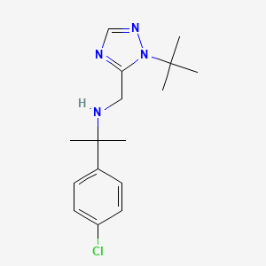 molecular formula C16H23ClN4 B6721989 N-[(2-tert-butyl-1,2,4-triazol-3-yl)methyl]-2-(4-chlorophenyl)propan-2-amine 