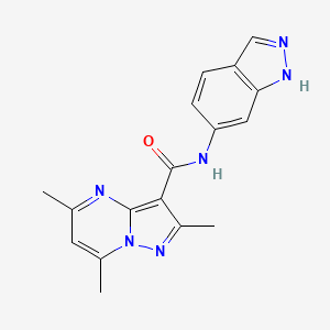 molecular formula C17H16N6O B6722063 N-(1H-indazol-6-yl)-2,5,7-trimethylpyrazolo[1,5-a]pyrimidine-3-carboxamide 