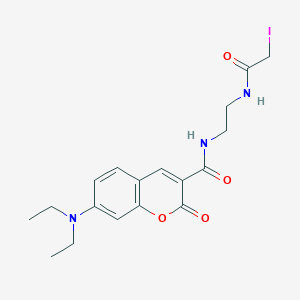 molecular formula C18H22IN3O4 B067221 7-Diethylamino-3-((((2-iodoacetamido)ethyl) amino)carbonyl)coumarin CAS No. 160291-50-9