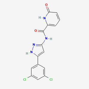 molecular formula C15H10Cl2N4O2 B6722114 N-[5-(3,5-dichlorophenyl)-1H-pyrazol-3-yl]-6-oxo-1H-pyridine-2-carboxamide 