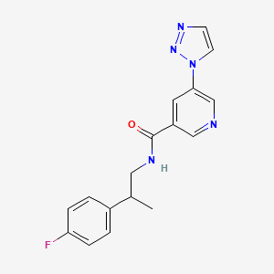 molecular formula C17H16FN5O B6722132 N-[2-(4-fluorophenyl)propyl]-5-(triazol-1-yl)pyridine-3-carboxamide 