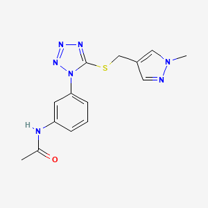 molecular formula C14H15N7OS B6722254 N-[3-[5-[(1-methylpyrazol-4-yl)methylsulfanyl]tetrazol-1-yl]phenyl]acetamide 
