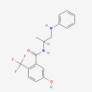 molecular formula C17H17F3N2O2 B6722292 N-(1-anilinopropan-2-yl)-5-hydroxy-2-(trifluoromethyl)benzamide 
