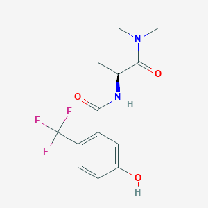 molecular formula C13H15F3N2O3 B6722319 N-[(2S)-1-(dimethylamino)-1-oxopropan-2-yl]-5-hydroxy-2-(trifluoromethyl)benzamide 
