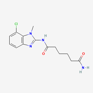 molecular formula C14H17ClN4O2 B6722324 N'-(7-chloro-1-methylbenzimidazol-2-yl)hexanediamide 