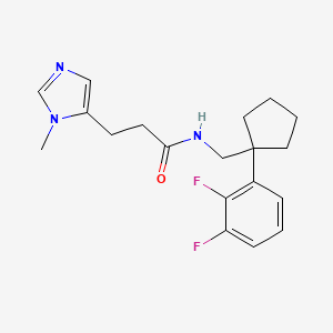 molecular formula C19H23F2N3O B6722503 N-[[1-(2,3-difluorophenyl)cyclopentyl]methyl]-3-(3-methylimidazol-4-yl)propanamide 