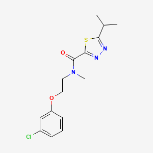 molecular formula C15H18ClN3O2S B6722521 N-[2-(3-chlorophenoxy)ethyl]-N-methyl-5-propan-2-yl-1,3,4-thiadiazole-2-carboxamide 