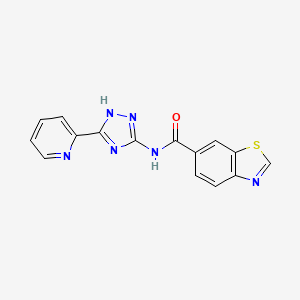 molecular formula C15H10N6OS B6722591 N-(5-pyridin-2-yl-1H-1,2,4-triazol-3-yl)-1,3-benzothiazole-6-carboxamide 