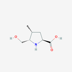 molecular formula C7H13NO3 B067227 (2S,4R,5S)-5-(Hydroxymethyl)-4-methylpyrrolidine-2-carboxylic acid CAS No. 185017-71-4