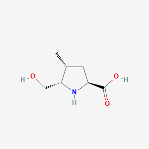 molecular formula C7H13NO3 B067227 (2S,4R,5S)-4-Methyl-5-(hydroxymethyl)pyrrolidine-2-carboxylic acid CAS No. 185017-71-4